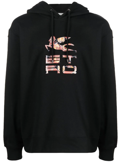 Shop Etro Logo-print Detail Hoodie In 黑色