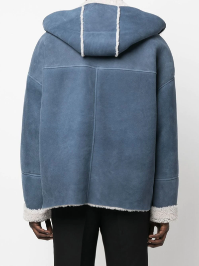Shop Dsquared2 Shearling-lined Hooded Jacket In 蓝色