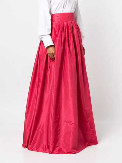 Shop Carolina Herrera Pleated Taffeta Dress In 粉色
