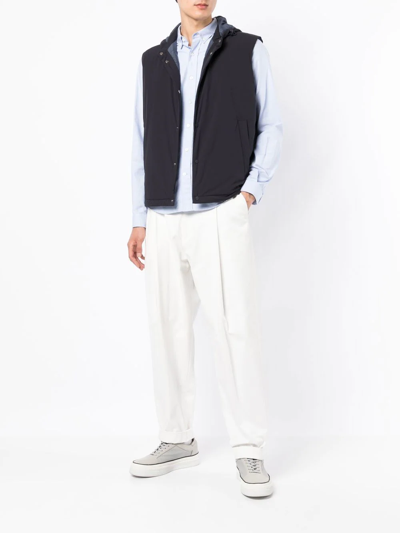 Herno Hooded Press-stud Sleeveless Gilet In Blue