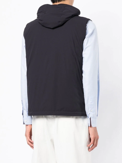 Herno Hooded Press-stud Sleeveless Gilet In Blue