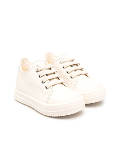 Shop Rick Owens Low-top Leather Sneakers In 中性色