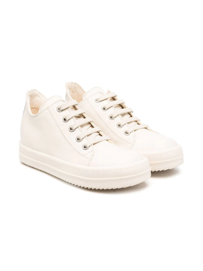 Shop Rick Owens Low-top Leather Sneakers In 中性色