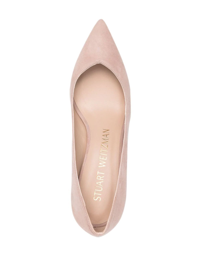 Shop Stuart Weitzman Anny 75mm Leather Pumps In 中性色