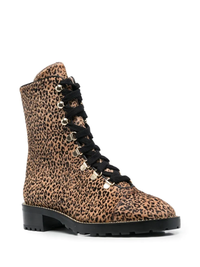 Stuart Weitzman Jaguar-print 40mm Ankle Boots In 褐色