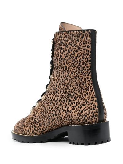 Stuart Weitzman Jaguar-print 40mm Ankle Boots In 褐色