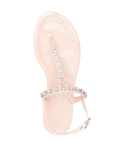 Shop Stuart Weitzman Goldie Crystal-embellished Sandals In 中性色