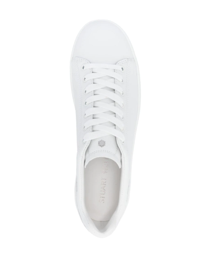 Shop Stuart Weitzman Livvy Low-top Lace-up Sneakers In 白色