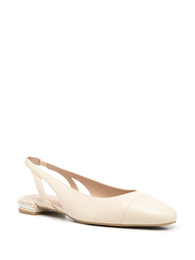 Stuart Weitzman Pearl Leather Slingback In 中性色