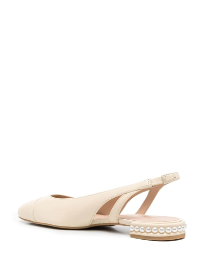 Stuart Weitzman Pearl Leather Slingback In 中性色
