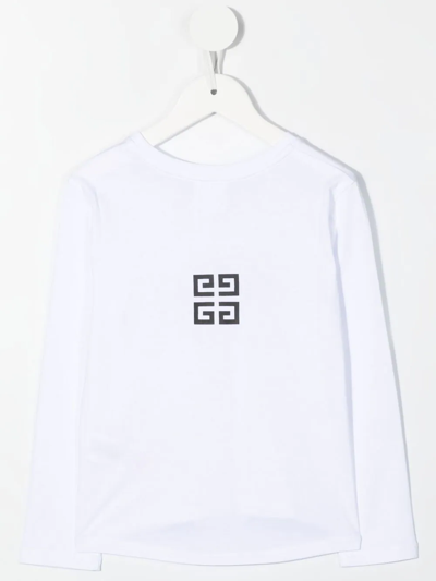 Givenchy Kids White Long Sleeve T-shirt With Signature And Logo In 白色