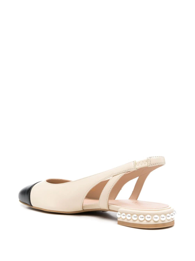 Shop Stuart Weitzman Faux-pearl Detail Ballerina Shoes In 中性色