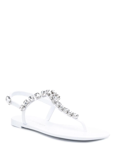 Shop Stuart Weitzman Crystal-embellished Sandals In 白色