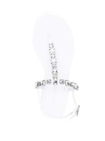 Shop Stuart Weitzman Crystal-embellished Sandals In 白色