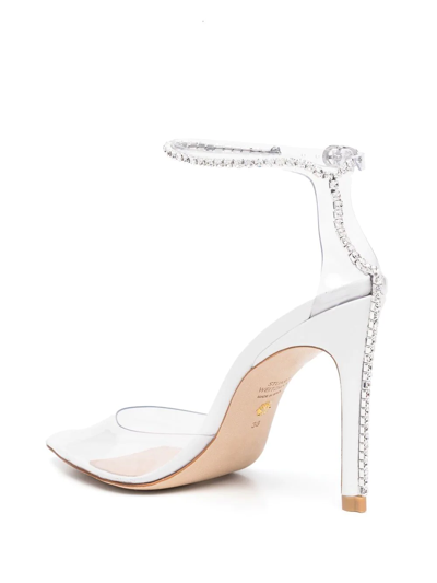 Stuart Weitzman Stuart Glam Pvc Embellished Ankle-strap Pumps In 白色