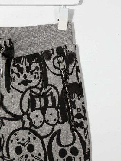 Givenchy Graphic Print Cotton Track Pants In 灰色
