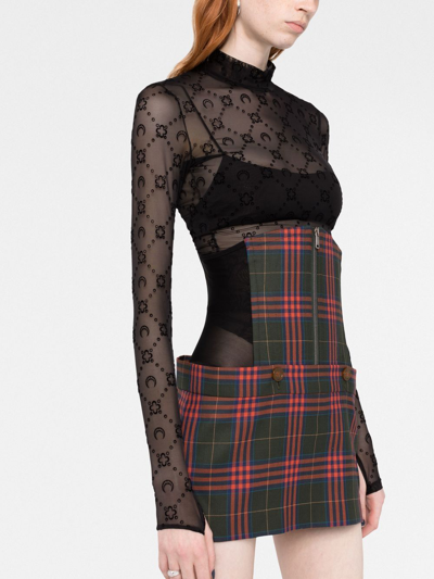 Shop Vivienne Westwood Check-pattern High-waisted Skirt In 绿色