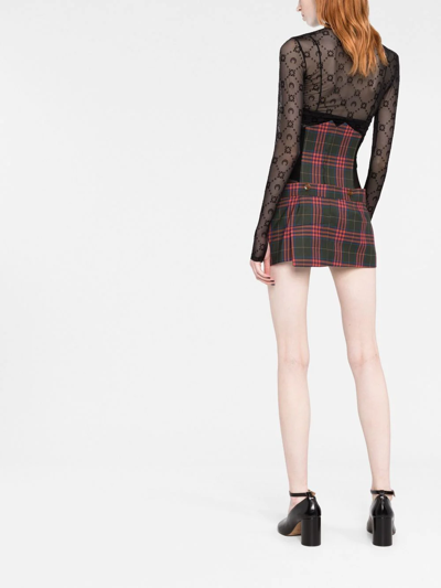 Shop Vivienne Westwood Check-pattern High-waisted Skirt In 绿色