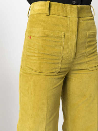 Shop Victoria Beckham Alina Corduroy Wide-leg Trousers In 绿色