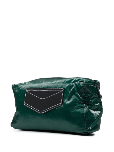 Shop Oamc Crinkled-effect Belt Bag In 绿色