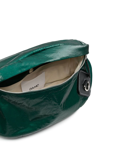 Shop Oamc Crinkled-effect Belt Bag In 绿色