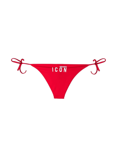 Shop Dsquared2 Icon Logo-print Bikini Bottoms In 红色