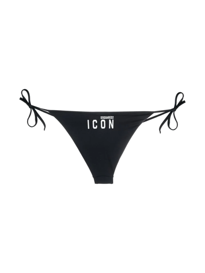 Shop Dsquared2 'icon' Bikini Bottoms In 黑色