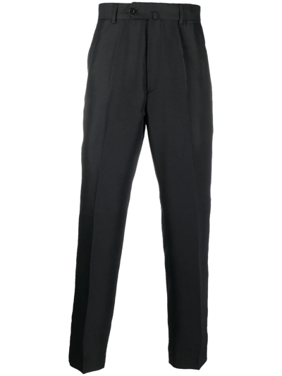 Shop Kenzo Cotton Tapered Crop Trousers In 黑色