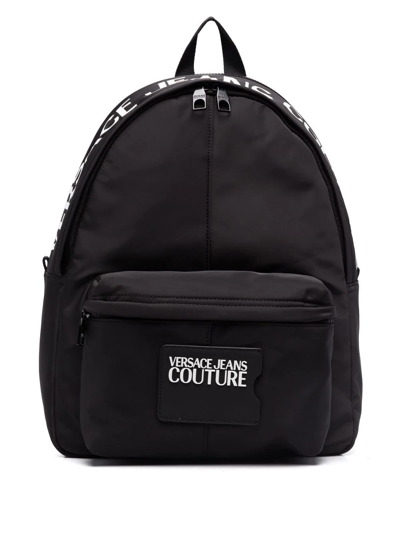 Shop Versace Jeans Couture Medium Logo-print Backpack In 黑色