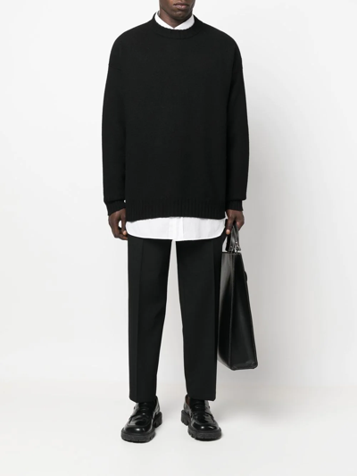 Jil Sander Pleated Straight-leg Trousers In 黑色