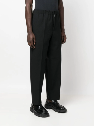 Shop Jil Sander Pleated Straight-leg Trousers In 黑色