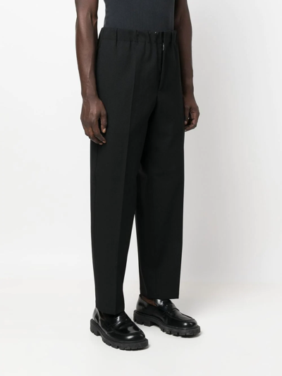 Jil Sander Pleated Straight-leg Trousers In 黑色