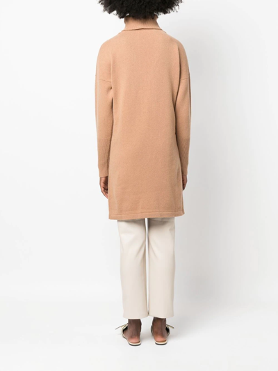 Shop Federica Tosi Roll-neck Detail Knit Jumper In 褐色
