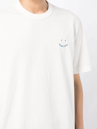 Shop Ps By Paul Smith Embroidered-logo Organic Cotton T-shirt In White