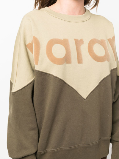 Shop Isabel Marant Étoile Logo-print Two-tone Sweatshirt In 绿色