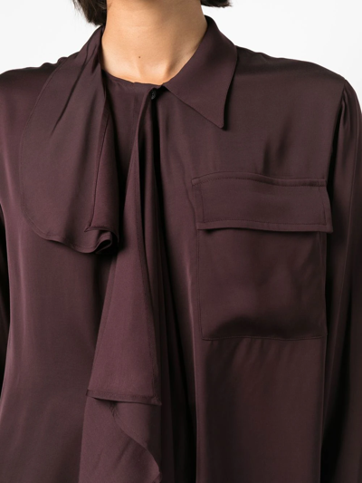 Shop Mm6 Maison Margiela Ruffled Long-sleeve Shirt In 红色
