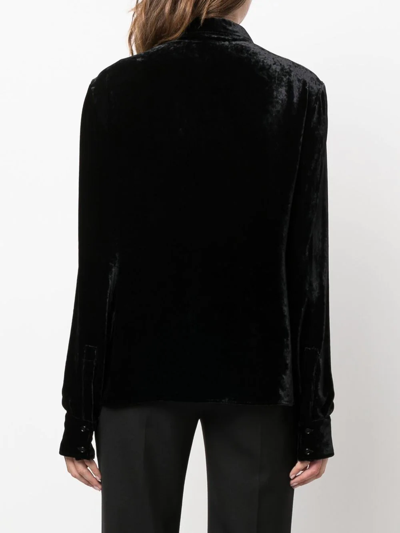 Shop Tom Ford Crushed Silk-velvet Shirt In 黑色