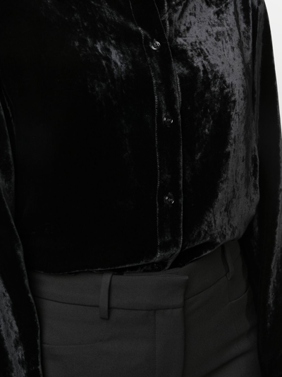 Shop Tom Ford Crushed Silk-velvet Shirt In 黑色
