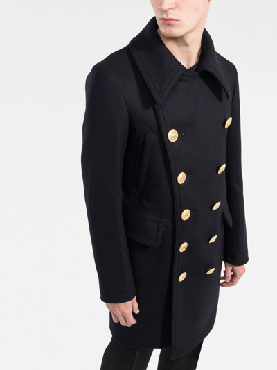 Shop Dsquared2 Double-breasted Wool Coat In 蓝色