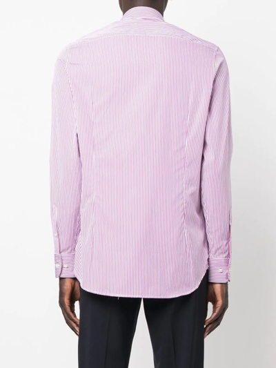 Shop Etro Striped Long-sleeve Shirt In 粉色