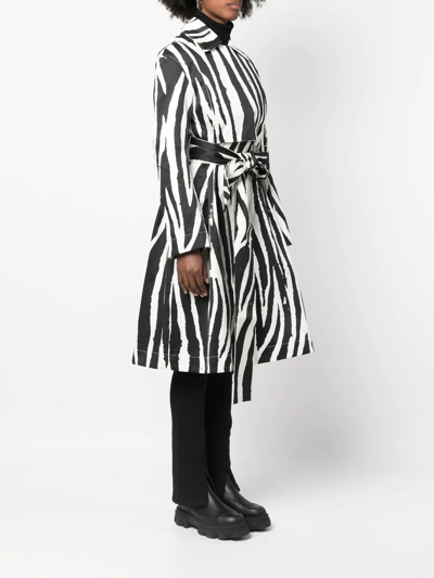 Shop Az Factory Zebra-print Zip-up Trench Coat In 黑色