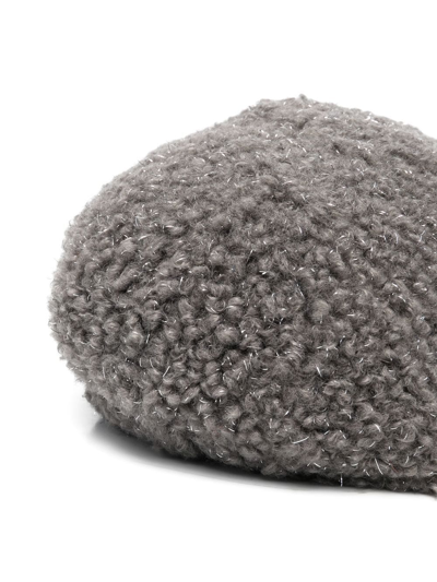 Moncler Logo-patch Shearling Cap In 灰色