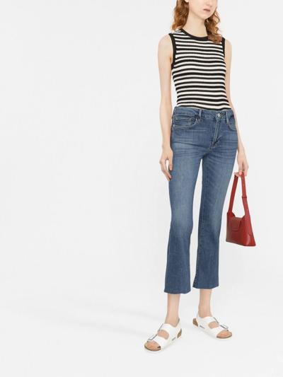Frame Le Cropped High Rise Mini Bootcut Jeans In Porter In 蓝色