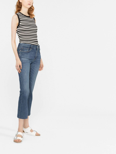 Frame Le Cropped High Rise Mini Bootcut Jeans In Porter In 蓝色
