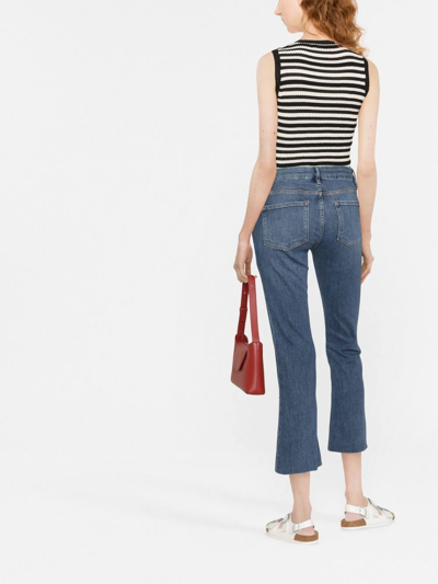 Frame Le Cropped High Rise Mini Bootcut Jeans In Porter In 蓝色