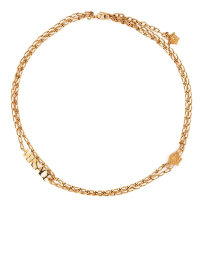 Shop Versace Medusa Motif Chain Necklace In 金色