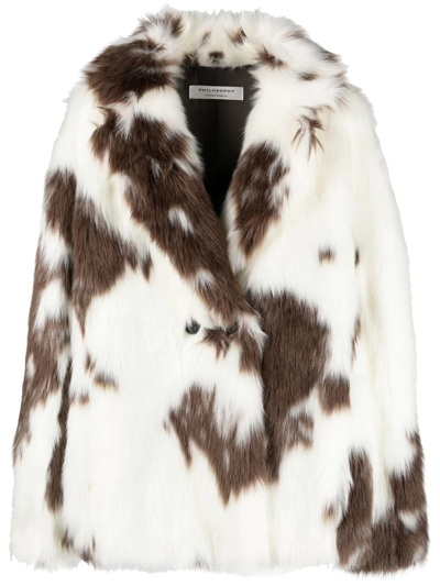Shop Philosophy Di Lorenzo Serafini Spotted Faux-fur Coat In 白色