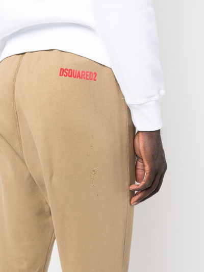 Shop Dsquared2 Tapered Cotton Track Pants In 中性色