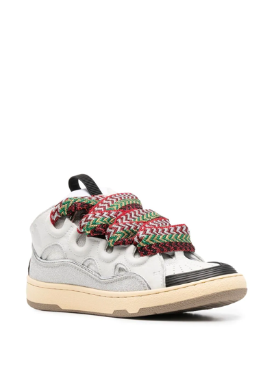 Shop Lanvin Glitter Woven-laces Sneakers In 白色