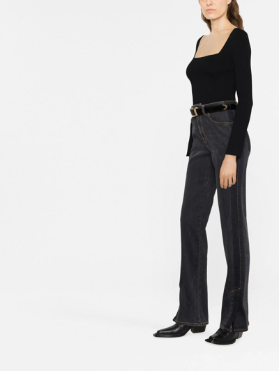 Alexander Mcqueen Logo-patch Bootcut Jeans In Black